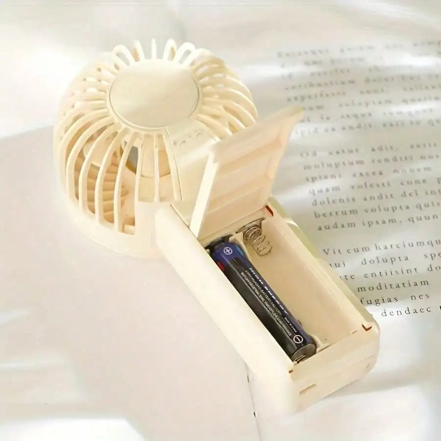 Mini ventilador de mano, portátil, ligero, alimentado por batería, con funcionamiento silencioso de alta velocidad, 4 colores, 1 ud.