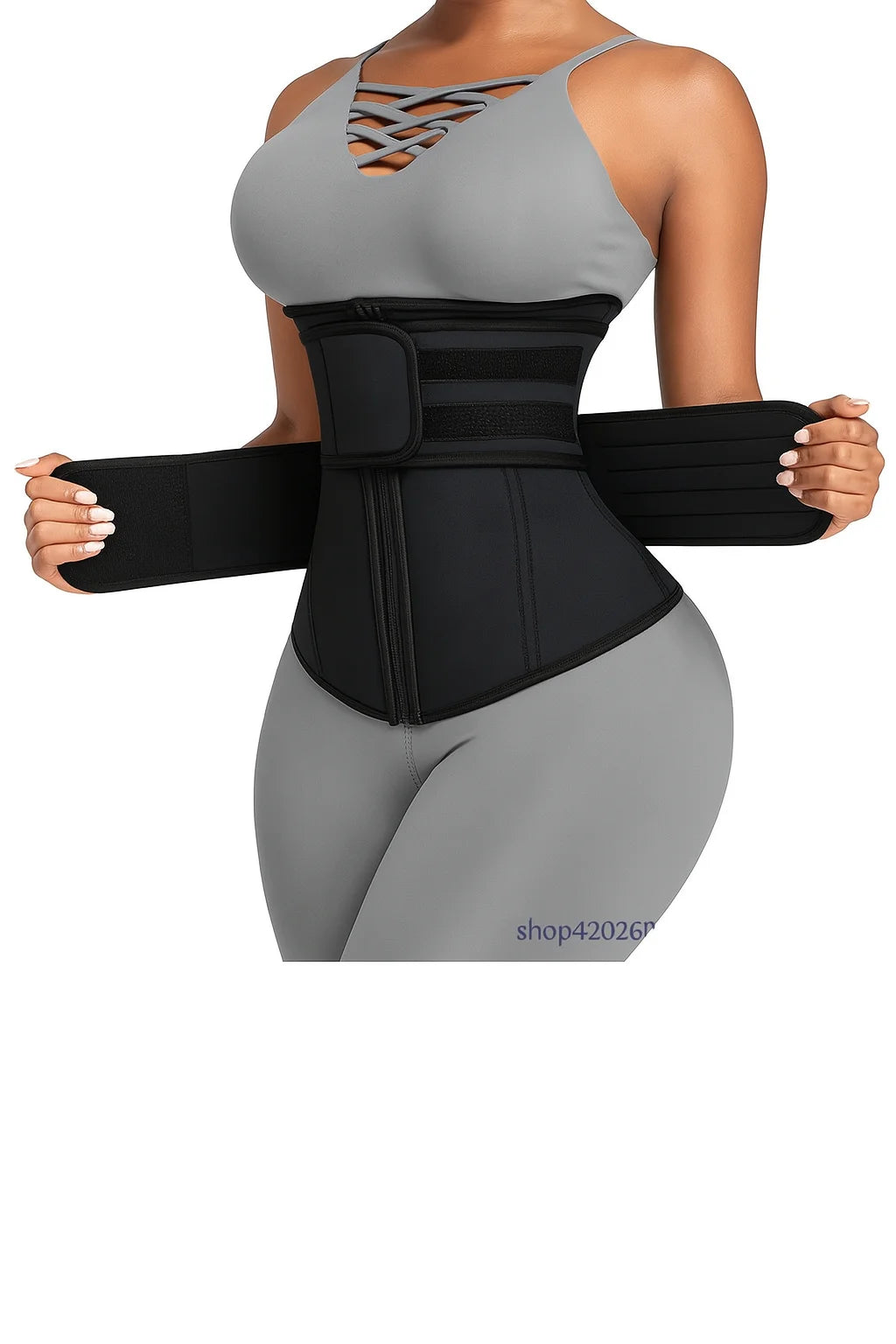 Entrenador de cintura ajustable para mujer, corsé de neopreno con cinturones dobles con cremallera, faja de entrenamiento para control de barriga y soporte de espalda